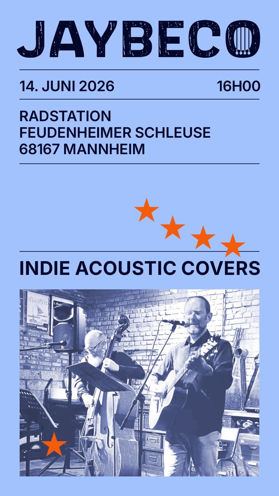 You are currently viewing 14. Juni 2026, ab 16 Uhr, JAYBECO spielen INDIE-Music