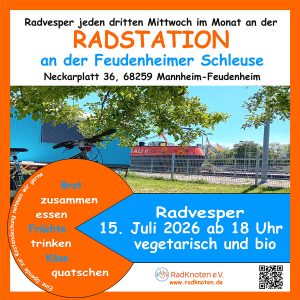 Read more about the article 15. Juli, ab 18:00 Uhr – Radvesper an der Radstation